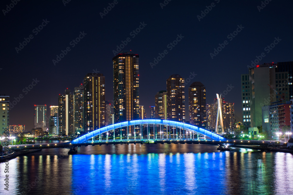 Panoramic view at Sumida River, Tokyo, Japan