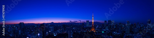 Panoramic view at Tokyo with Tokyo Tower and Mt.Fuji