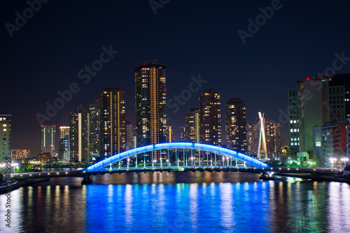 Panoramic view at Sumida River, Tokyo, Japan