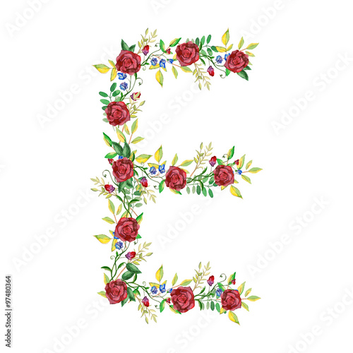 Watercolor Floral Monogram Letter