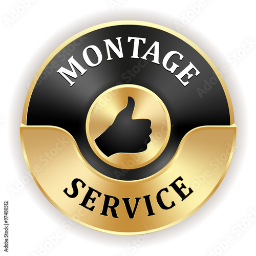 Goldener Montage Service Siegel mit schwarzem Rand