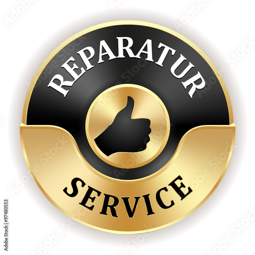 Goldener Reparatur Service Siegel mit schwarzem Rand
