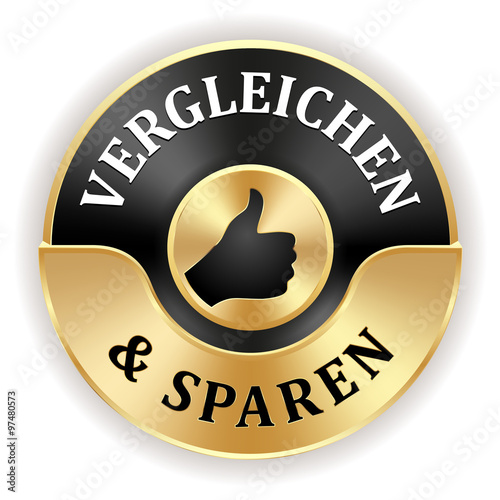 Goldener vergleichen und sparen Siegel mit schwarzem Rand