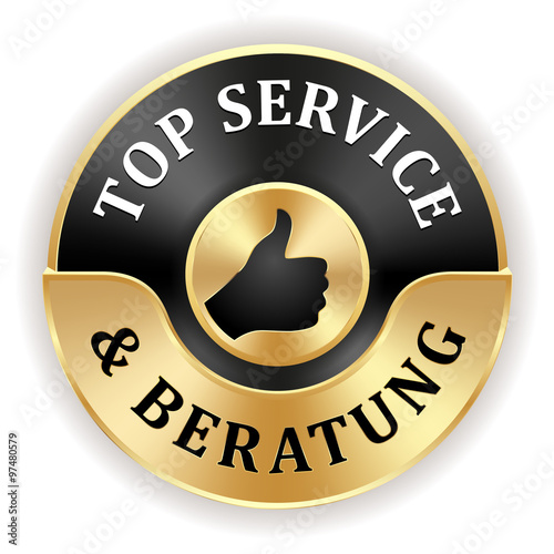 Goldener Top Service und Beratung Siegel mit schwarzem Rand