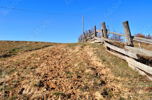 wooden fence outside the village panorama