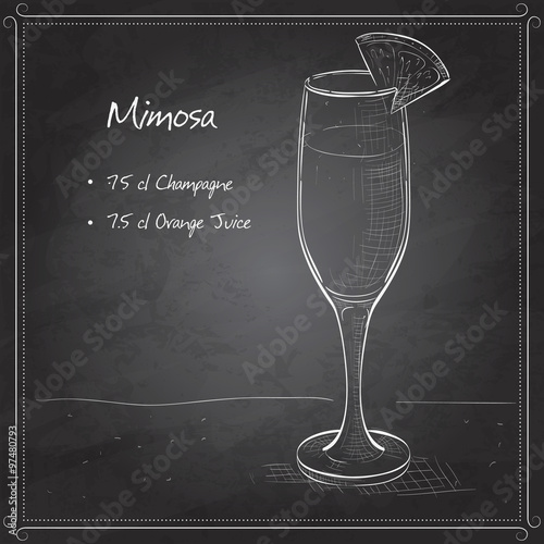 Cocktail alcohol Mimosa on black board