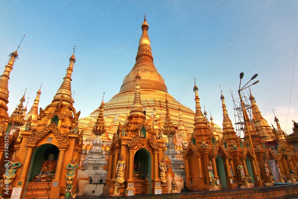 The Shwedagon Pagoda also known as the Great Dagon Pagoda and the Golden Pagoda, is a gilded stupa located in Yangon, Myanmar The Shwedagon Pagoda also known as the Great Dagon Pagoda and the Golden Pagoda, is a gilded stupa located in Yangon, Myanmar