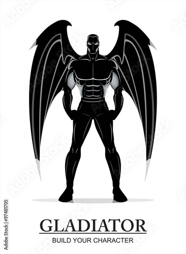 winged standing man on the white background