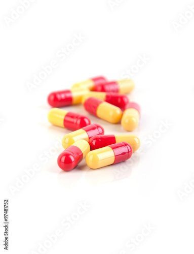 medicine pills on white bg