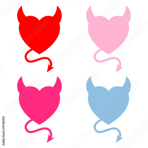 Icono plano corazon diablo en varios colores #2
