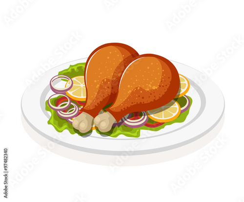Chicken leg. Vector flat illustration
