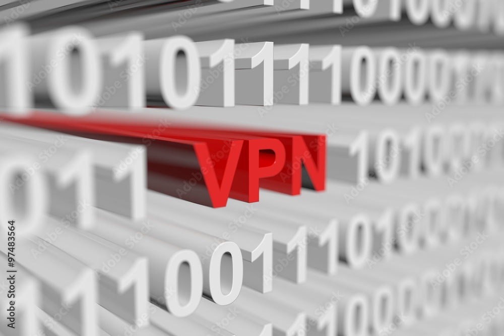 VPN represented as a binary code with blurred background