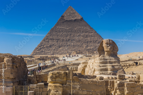 Egypt. Cairo - Giza. General view of pyramids from the Giza Plat