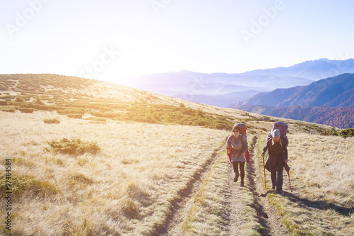 Two girls in the mountains.