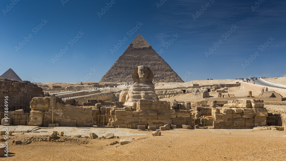 Egypt. Cairo - Giza. General view of pyramids from the Giza Plat Egypt. Cairo - Giza. General view of pyramids from the Giza Plat