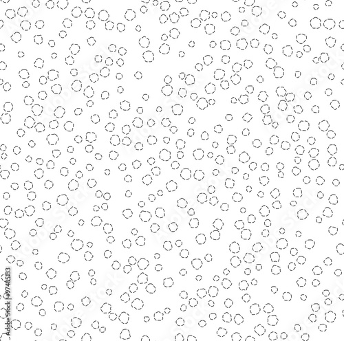 Dashed random outline bubbles seamless pattern background. Black