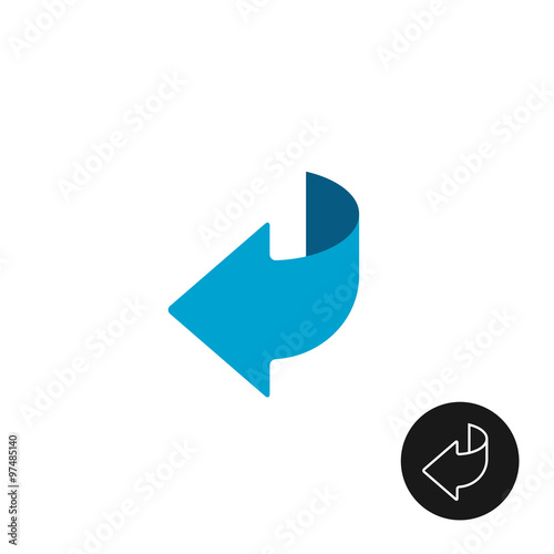 Murais de parede Page turn or back arrow flat and linear icon