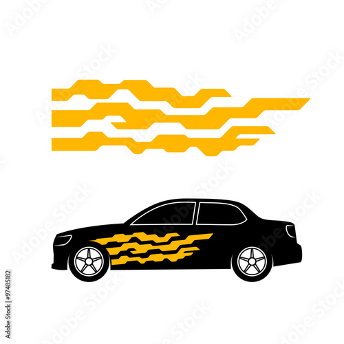Car sticker side door decal. Tech geometric with rounded corners