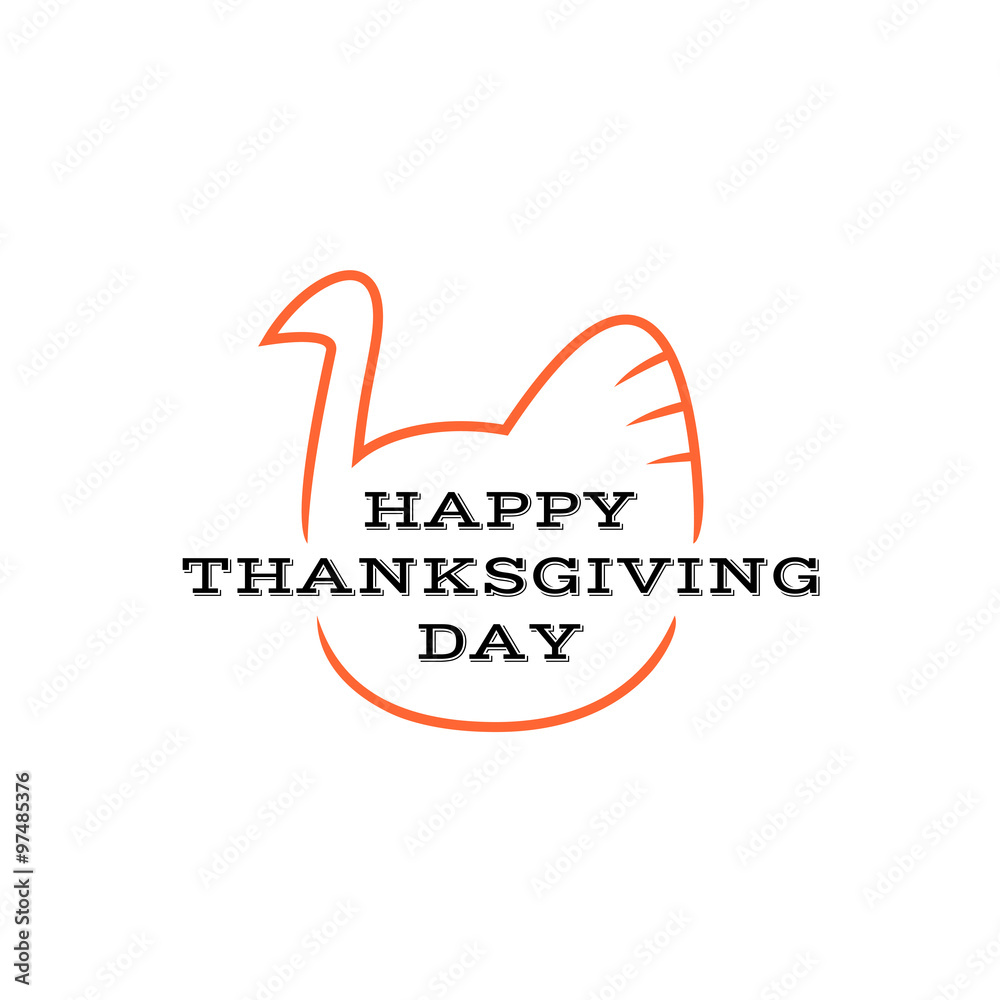 Happy thanksgiving day title logo with text and simple turkey si Happy thanksgiving day title logo with text and simple turkey si