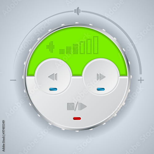 Compact car audio player with green lcd