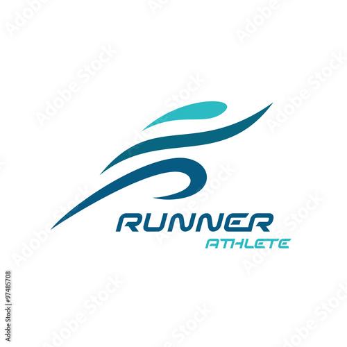 Runner logo. Fast simple stylized athlete figure.