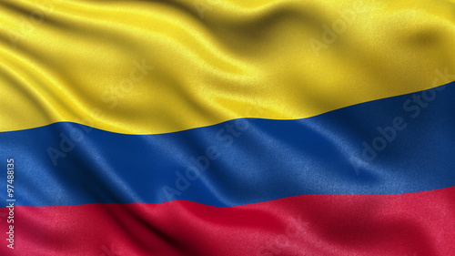 Realistic Ultra-HD flag of Colombia waving in the wind. Seamless loop with highly detailed fabric texture.