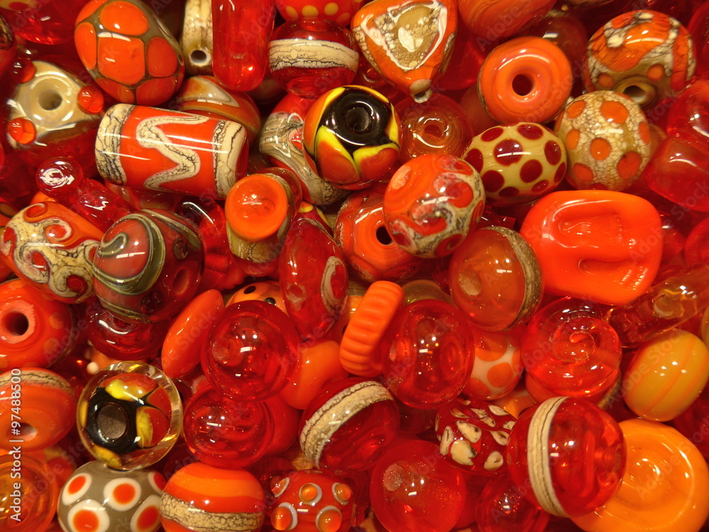 Many colorfull glass beads