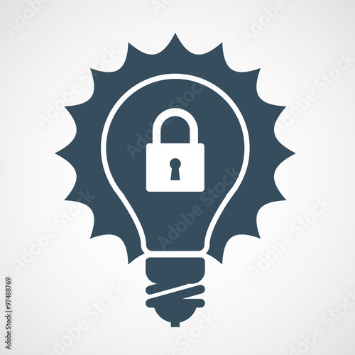 Intellectual property icon - light bulb and padlock