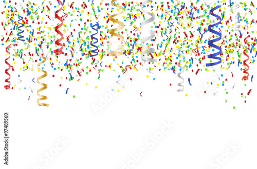 Flying multicolored confetti - party background