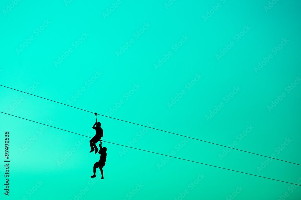 silhouette men hanging Cable cord. silhouette men hanging Cable cord.