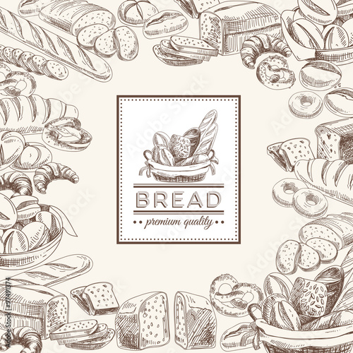 Vector bakery retro background. 