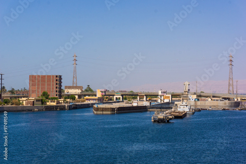 Sluice gate on the Nile river, Egypt. watergate near Esna
