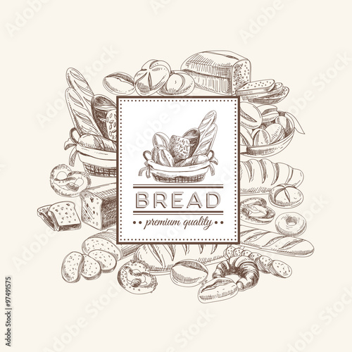 Vector bakery retro background. 
