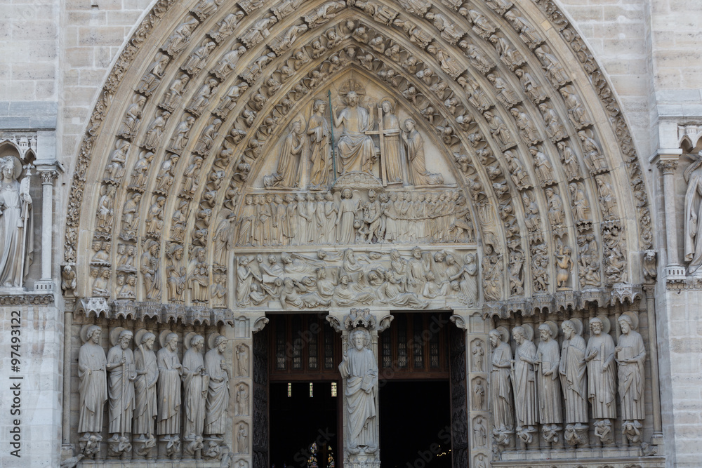  Paris, Notre Dame Cathedral - Central portal of the west front, depicting the Last Judgment