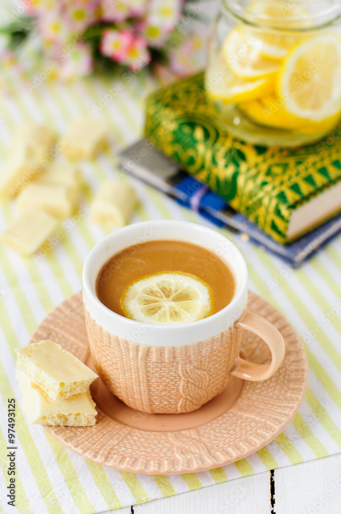 A Cup of Lemon and White Chocolate Coffee