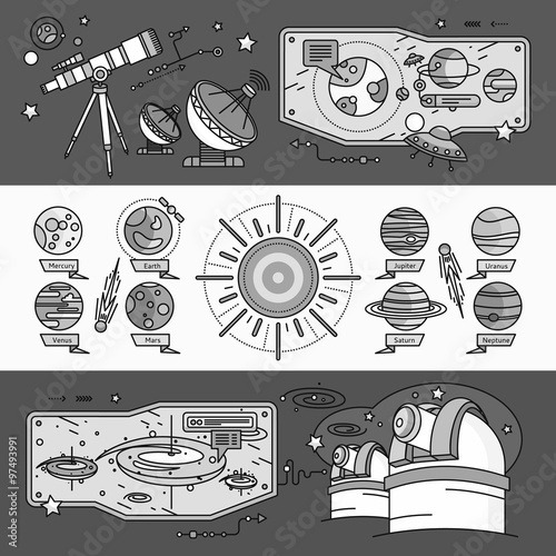 Wallpaper Mural Concept Scientific Cosmos Flat Style Torontodigital.ca