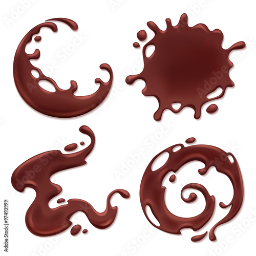 Chocolate melt blot set - spiral round and abstract curves.