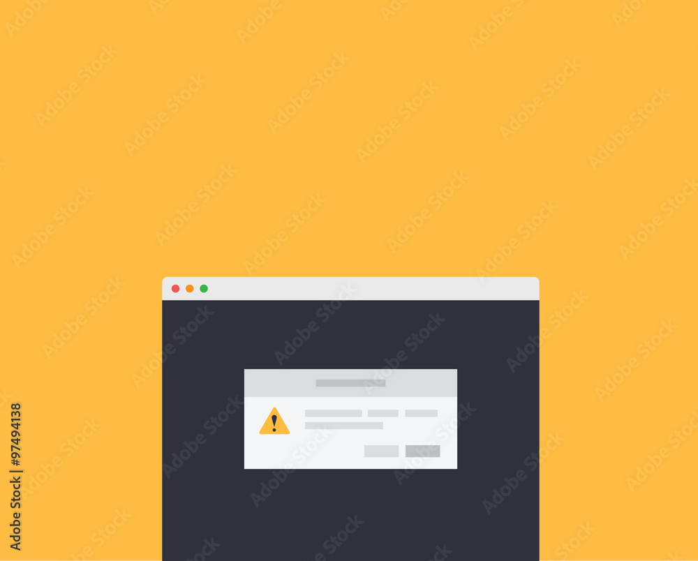 Web Page Message Exclamation Window Web Page Message Exclamation Window