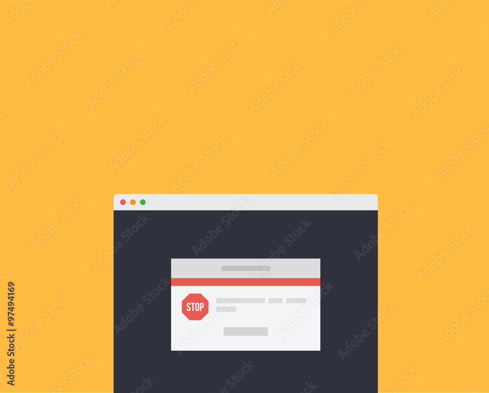 Web Page Message Stop Sign Window Web Page Message Stop Sign Window