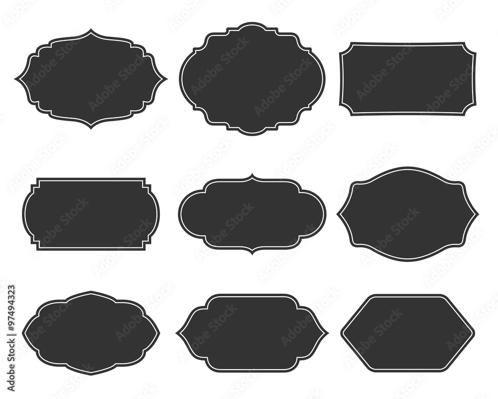 Set vector monochrome vintage frames.