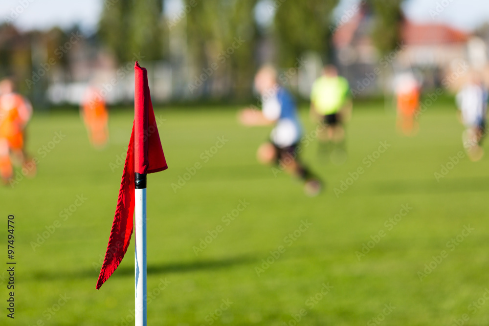 Blurred soccer players playing amateur soccer match Blurred soccer players playing amateur soccer match