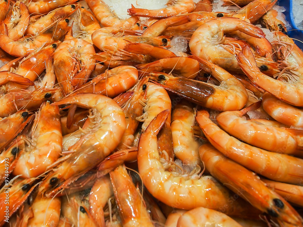 Cooked Shrimp at Seafood Market Cooked Shrimp at Seafood Market