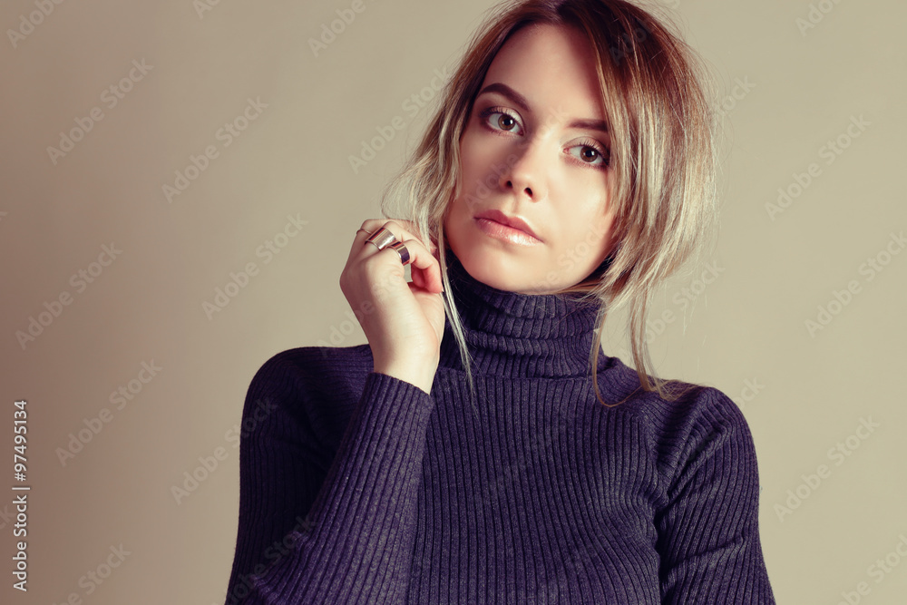 beautiful young girl with blond hair wears casual clothes beautiful young girl with blond hair wears casual clothes