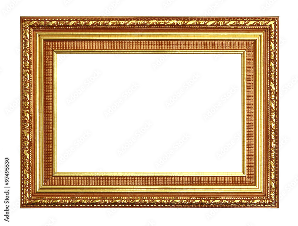 The antique gold frame on the white background The antique gold frame on the white background