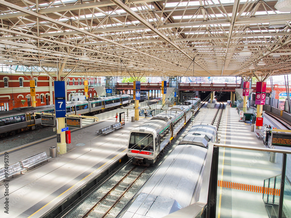 Fototapeta premium Train Platform, Frementle Station, WA, Australia