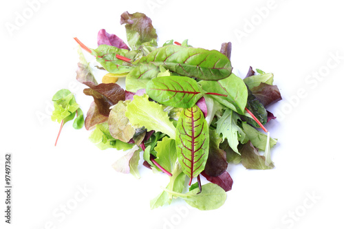 mix green salad isolated on a white background eco organic healthy lifestyle
