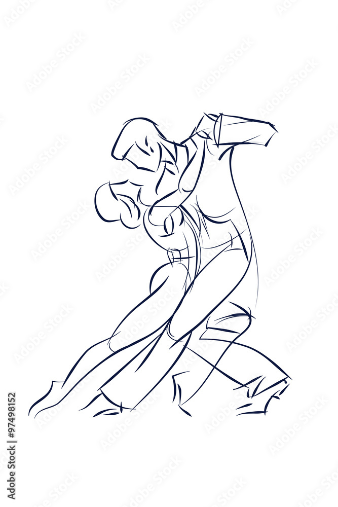 Fototapeta premium ink sketch gesture drawing of dancer