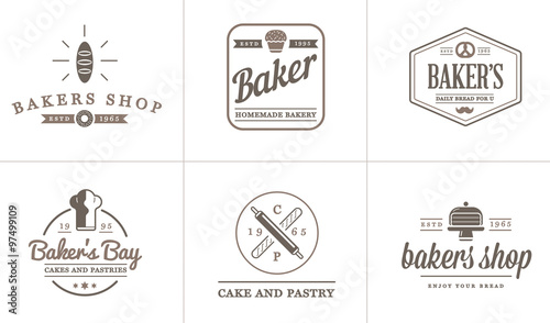 Set of Vector Bakery Pastry Elements and Bread Icons Illustration can be used as Logo or Icon in premium quality