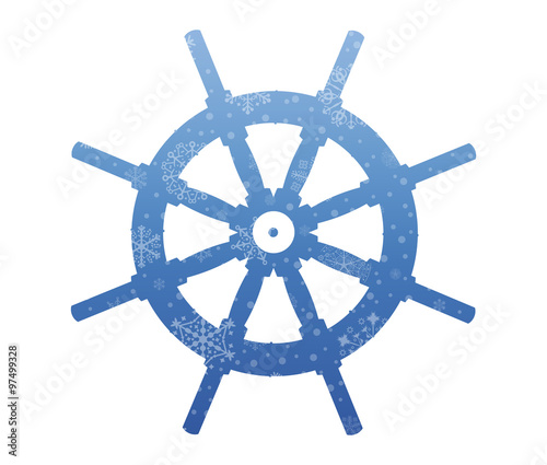rudder christmas icon with snow