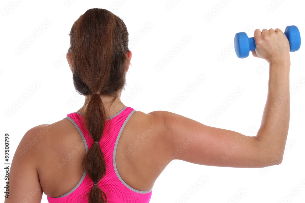 Fitness Workout Frau Training mit Hanteln Übung Rücken Schulte Fitness Workout Frau Training mit Hanteln Übung Rücken Schulte